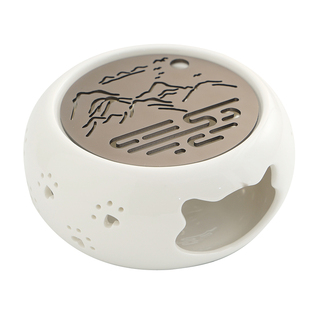 中式煮茶炉禅意复古陶瓷蜡烛加热茶壶底座温茶炉家用保温炉温茶器