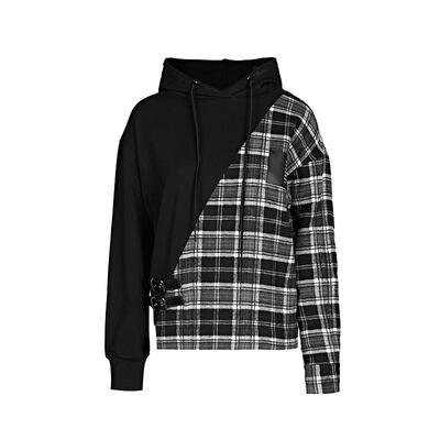 s.deer格纹拼接不规则卫衣外套