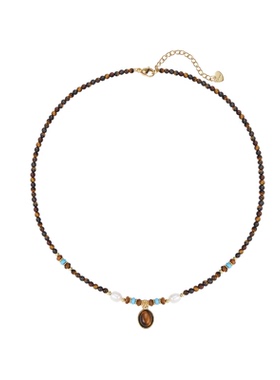 鱼头星星吊坠项链女生百搭美拉德虎眼石轻奢感小众设计复古礼物潮