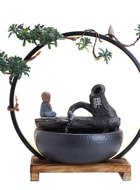 循环陶瓷流水招财石来转运招财