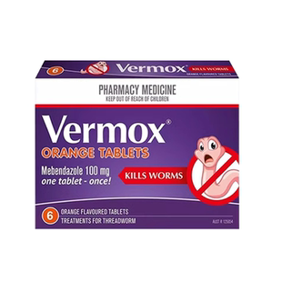 Vermox澳洲进口儿童成年人打虫药蛔虫甲苯咪唑肠道巧克力味驱虫药
