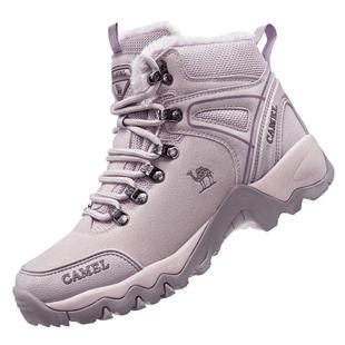骆驼户外鞋女冬季新款高帮防滑徒步棉鞋雪地靴加绒保暖厚底登山鞋