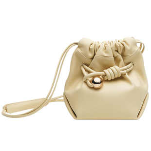 MYTASTE小金球系列绳结福袋束口抽绳水桶包女真皮斜挎包小众轻奢