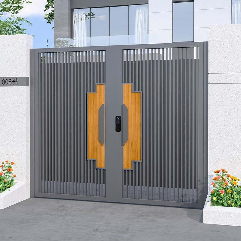 庭院门铝合金入户花园双开门农村栅栏围墙中式铁艺别墅大门防盗门