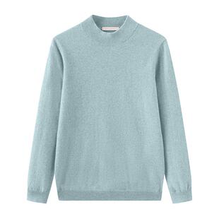 春竹100%山羊绒衫女新款百搭纯色打底衫保暖针织半高领女套衫