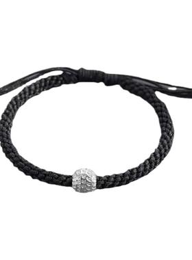 S925纯银逆鳞转运珠手链男士编织手绳小众情侣复古简约百搭潮个性