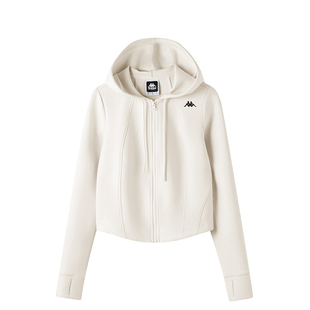 Kappa卡帕 25秋季新款针织外套户外跑步休闲短款修身开衫上衣女