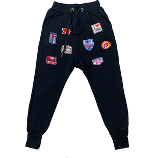 hiphop爵士舞裤子街舞哈伦裤团队演出服套装白色运动跳舞练功裤