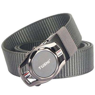 徒狮青年无牙自动扣皮带尼龙帆布腰带户外休闲商务西裤牛仔裤带潮