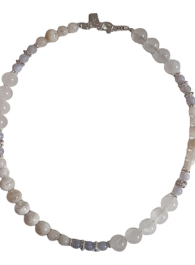 原创设计天然白色系水晶锁骨链