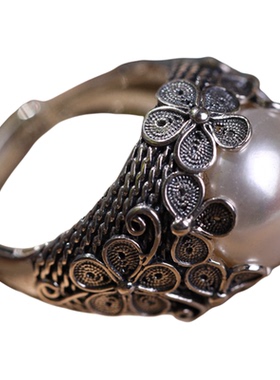 纯银珍珠掐丝编织手工珍珠戒指