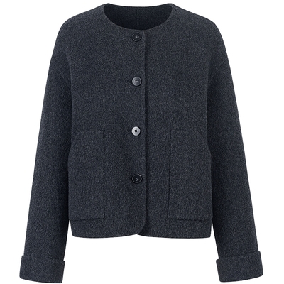 衣香丽影骆驼绒羊毛外套女短款