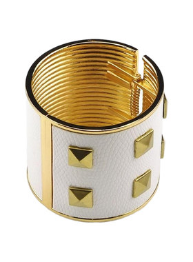 白色蛇纹贴皮合金手镯弹簧扣手环