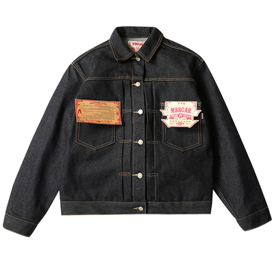 左斜环锭纺镜像长绒棉牛仔夹克