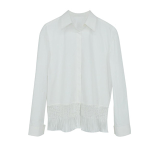 YOUWEI有尾2025春季新品女装重工刺绣流苏下摆衬衫上衣Y1625109