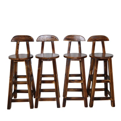 实木咖啡厅靠背高脚椅吧台凳包邮