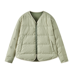 【戚薇同款】ORGANIC EMOTION双面穿轻薄无领羽绒服玉虫色重外套