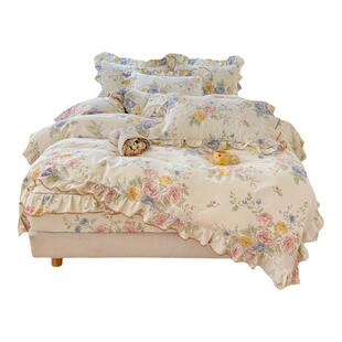 纯棉床笠三件套全棉夹棉床罩子带裙边床垫保护套2024新款四季通用