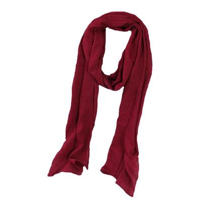 酒红色细窄长条护颈韩版装饰围巾