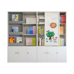 可比熊实木儿童书架绘本架家用宝宝置物架落地书柜自由组合收纳柜