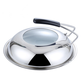 家用304不锈钢可视可立不锈钢锅盖通明钢化玻璃32|34|36|38cm加厚