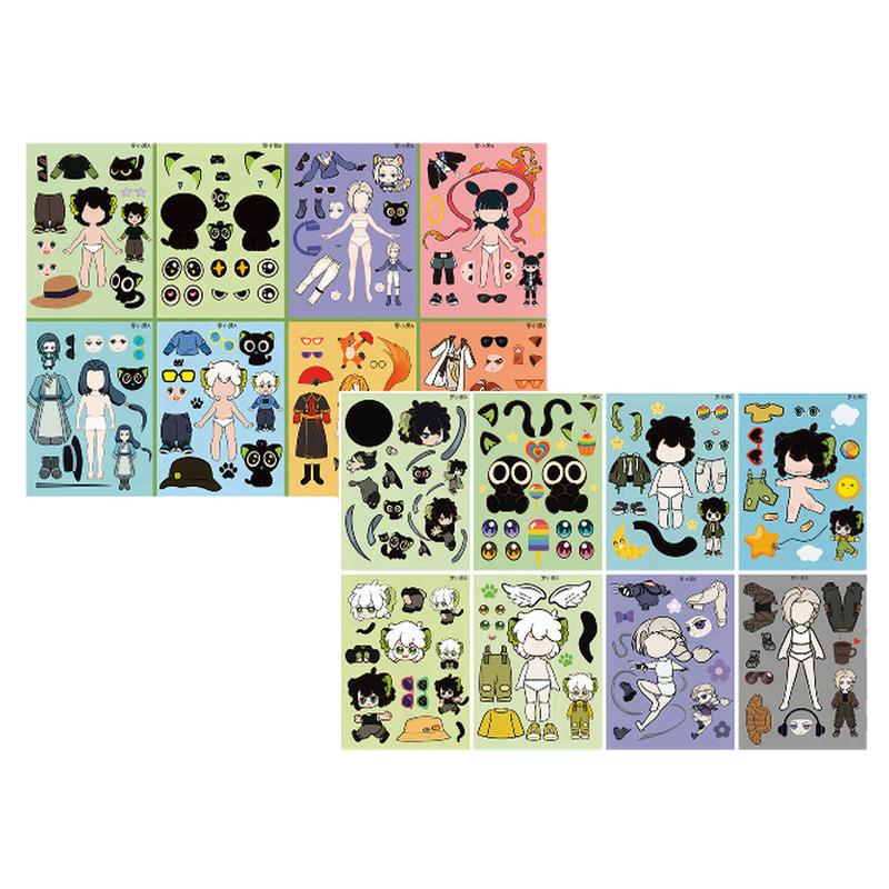 爆款罗小黑战记贴纸二次元动漫罗小黑周边儿童益智趣味手工换装贴