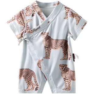 [指定暴富]aqpa新生儿婴儿衣服莫代尔夏季短袖宝宝连体衣哈衣和服