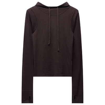 绵羊毛连帽修身套头打底衫