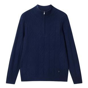 鄂尔多斯1980 男装半高领翻花羊绒衫25年秋冬新品厚款保暖针织衫