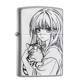 zippo打火机 少女与猫 正品zipoo防风煤油高颜值男女生日礼物