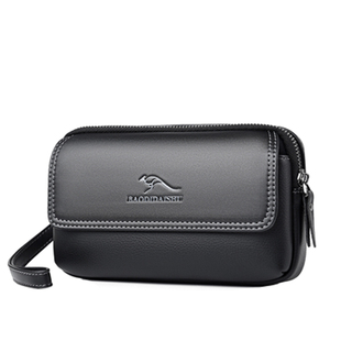 佧蒂袋鼠腰包男款真皮穿皮带腰挂零钱包横款多功能手机包小手拎包