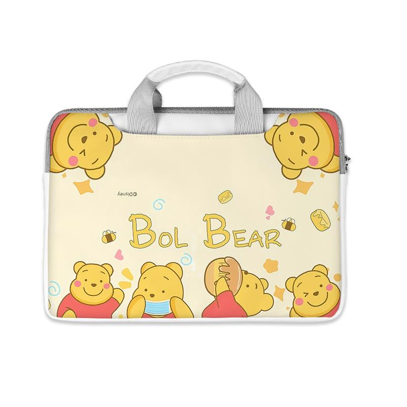 小熊维尼pooh笔记本手提电脑包仿皮单肩12347英寸可爱卡通多用时尚15.6air13小清新14pro卡通ins原创拯