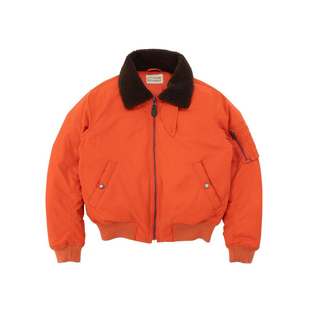 Link Exchange活力橙羊毛领御寒羽绒夹克_厚实短款飞行员外套