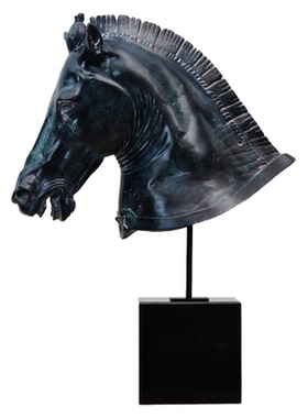 墨非 马头雕塑家居软装饰样板房客厅玄关复古创意马首艺术摆件