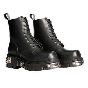 NEWROCK官方正品复古做旧真皮手工定制厚底金属工装短筒马丁靴