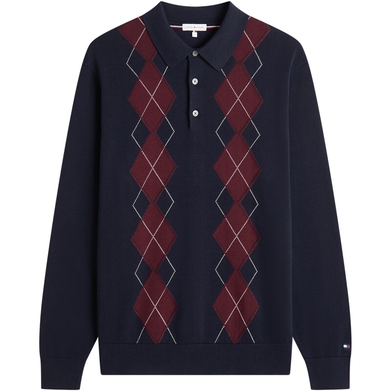 Tommy男装菱形格学院风针织POLO