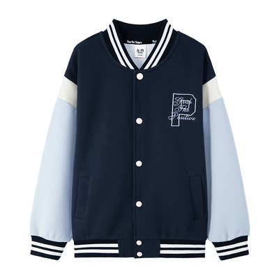 左西童装男童学院棒球服卫衣上衣