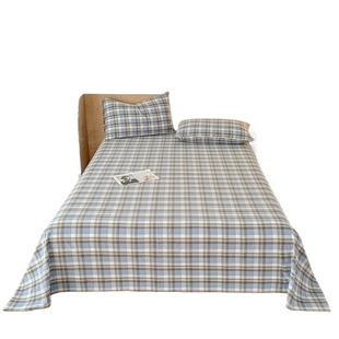 全棉床单单件纯棉100夏季学生宿舍床罩家用被单枕套三件套格子