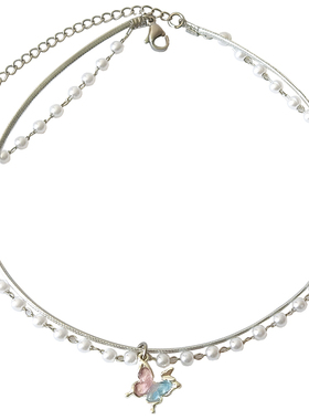 Alice美饰花园银色项圈珍珠蝴蝶