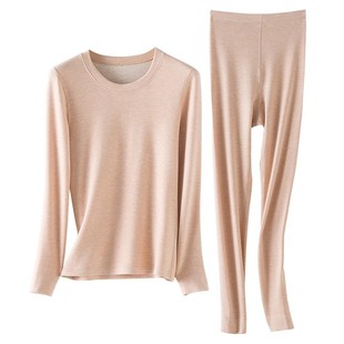 羊绒蚕丝保暖内衣女加绒加厚秋衣秋裤套装男款冬季德绒发热棉毛衫