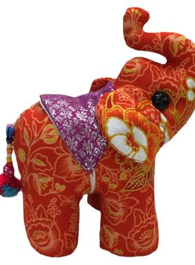 可爱大象布艺玩具泰国手工吉祥小象公仔桌面装饰礼物创意汽车摆件