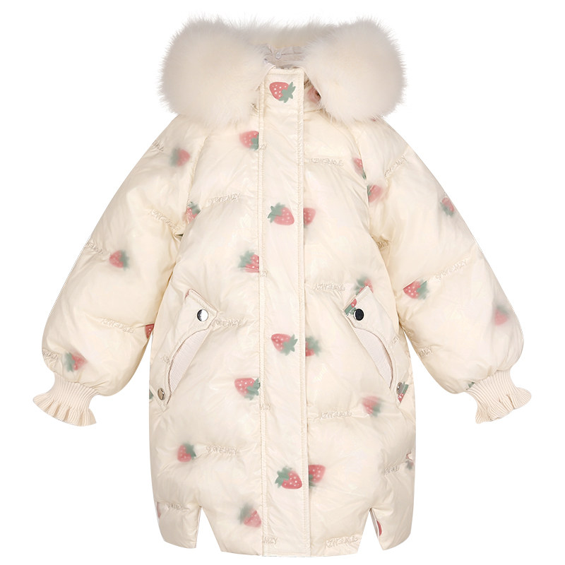 女童羽绒服中长款2025新款冬季中大儿童洋气加厚刺绣甜美童装外套