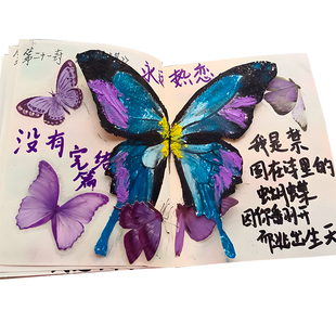 高颜值尼泊尔线装手账本材料包 马克笔干花拼贴模版黑胶唱片复古