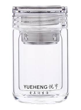 透明盖高级商务便携双层玻璃杯