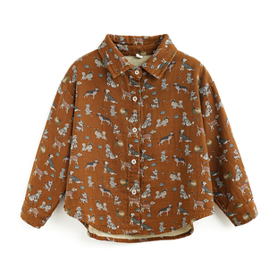 砚台家女童森系长袖衬衫冬新款加绒儿童洋气衬衣宝宝春秋上衣外套