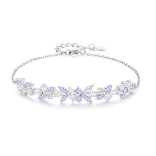 中国黄金央创纯银紫藤花手链女生女款生日新年礼物送女友999足银