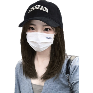 帽子假发女短发一体时尚仿真发全真人发全头套自然齐肩锁骨假发帽