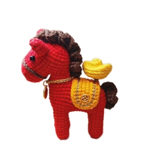 2026新年礼物马上发财DIY钩针材料包挂件钩编织有钱小马年有大钱