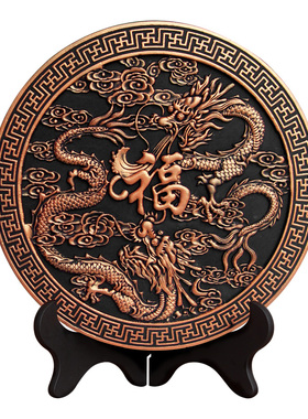 双龙福字生肖开业活性炭雕工艺品