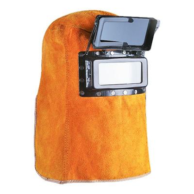 牛皮电焊面罩头戴式翻盖自动男女